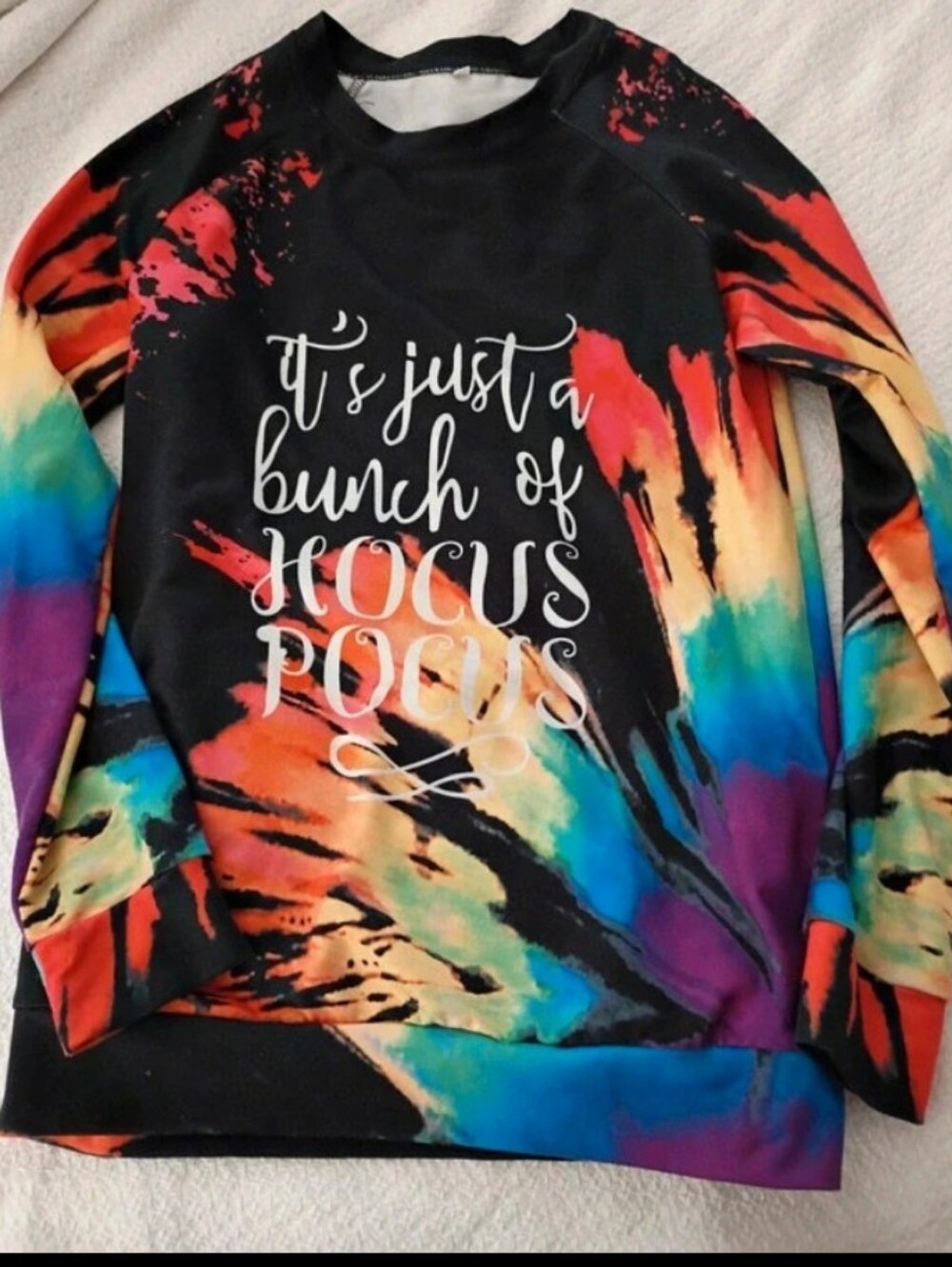 Source Unknown Black Tie-Dye Sweatshirt with Rainbow Script